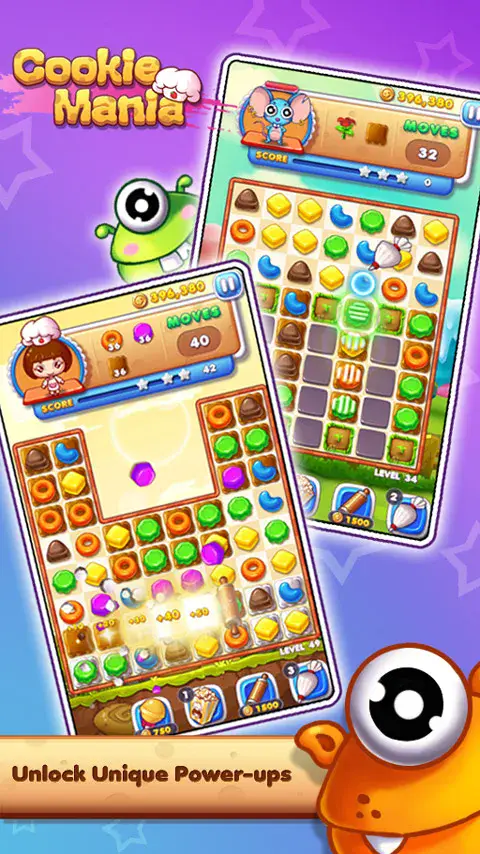 Cookie Mania - Match-3 Sweet G stage with cookie tiles